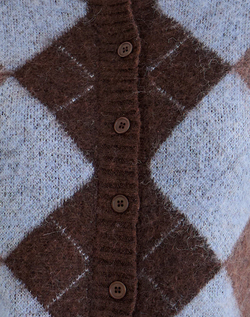 Eliana Strickjacke in Argyle-Blau - Image 7