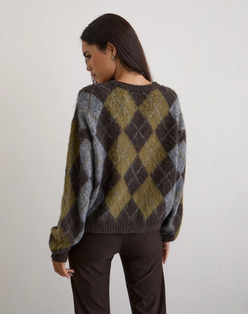 Eliana Strickjacke in Argyle Braun - Image 5