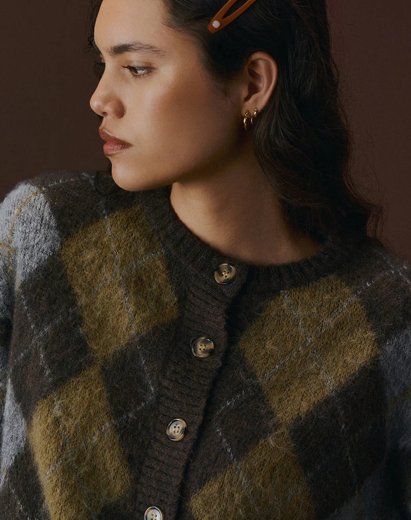 Eliana Strickjacke in Argyle Braun - Image 7