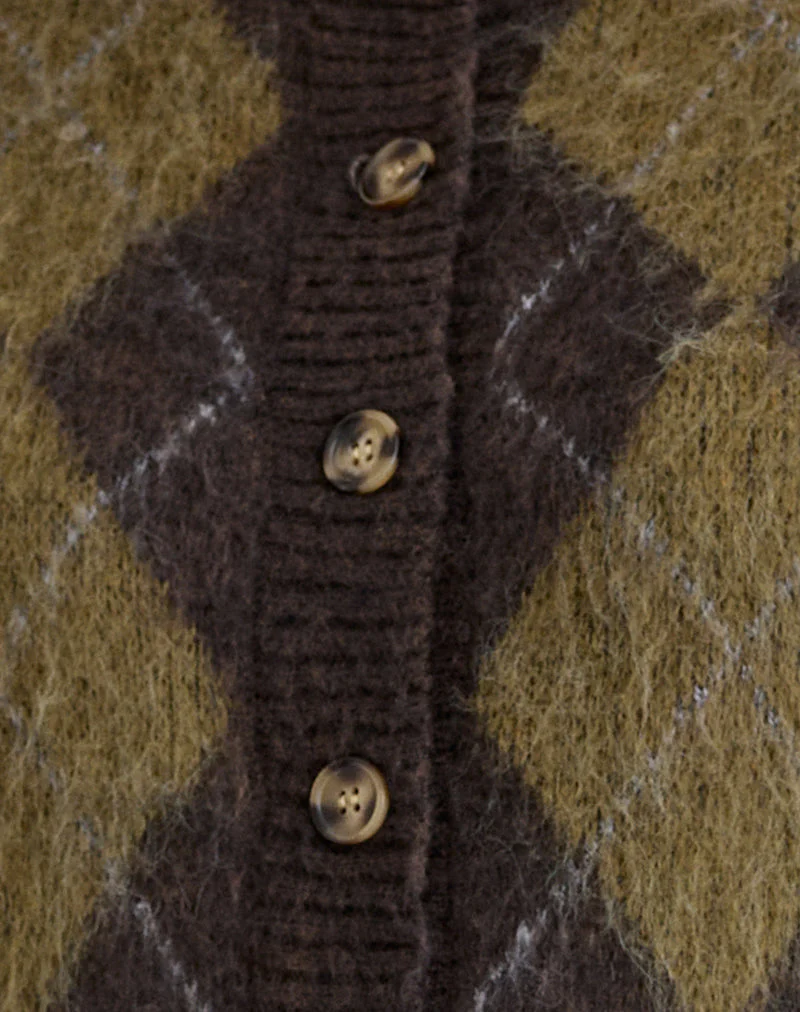 Eliana Strickjacke in Argyle Braun - Image 8