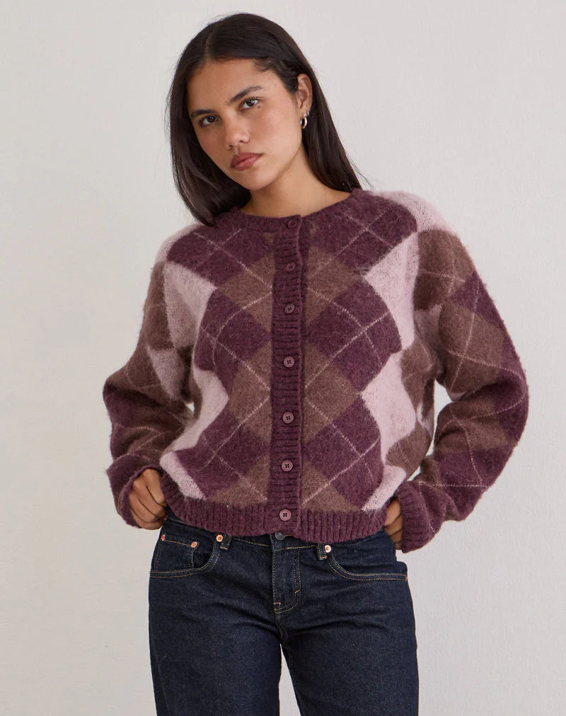 Eliana Strickjacke in Argyle Pink
