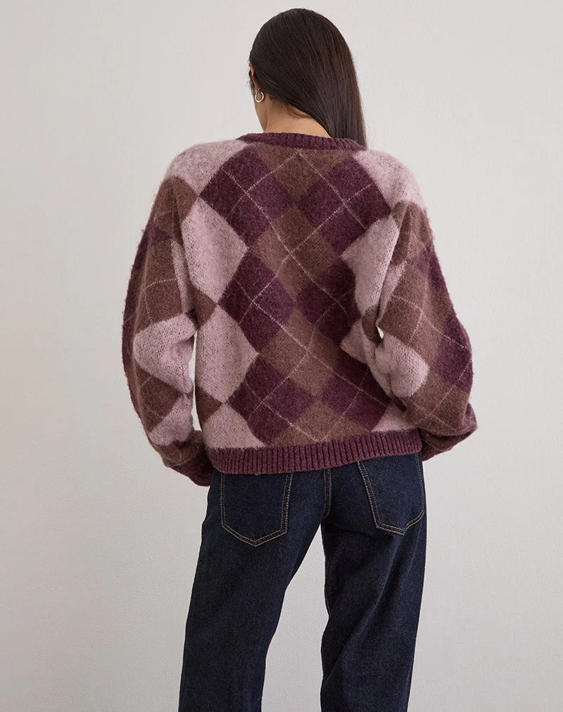 Eliana Strickjacke in Argyle Pink - Image 6