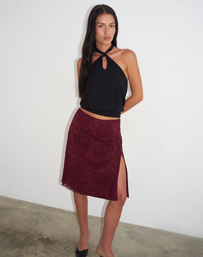 Elif Midirock aus Flock Compact Paisley in Weinrot - Image 3