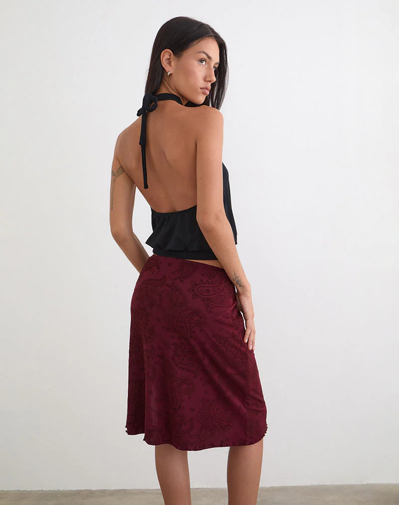 Elif Midirock aus Flock Compact Paisley in Weinrot - Image 5
