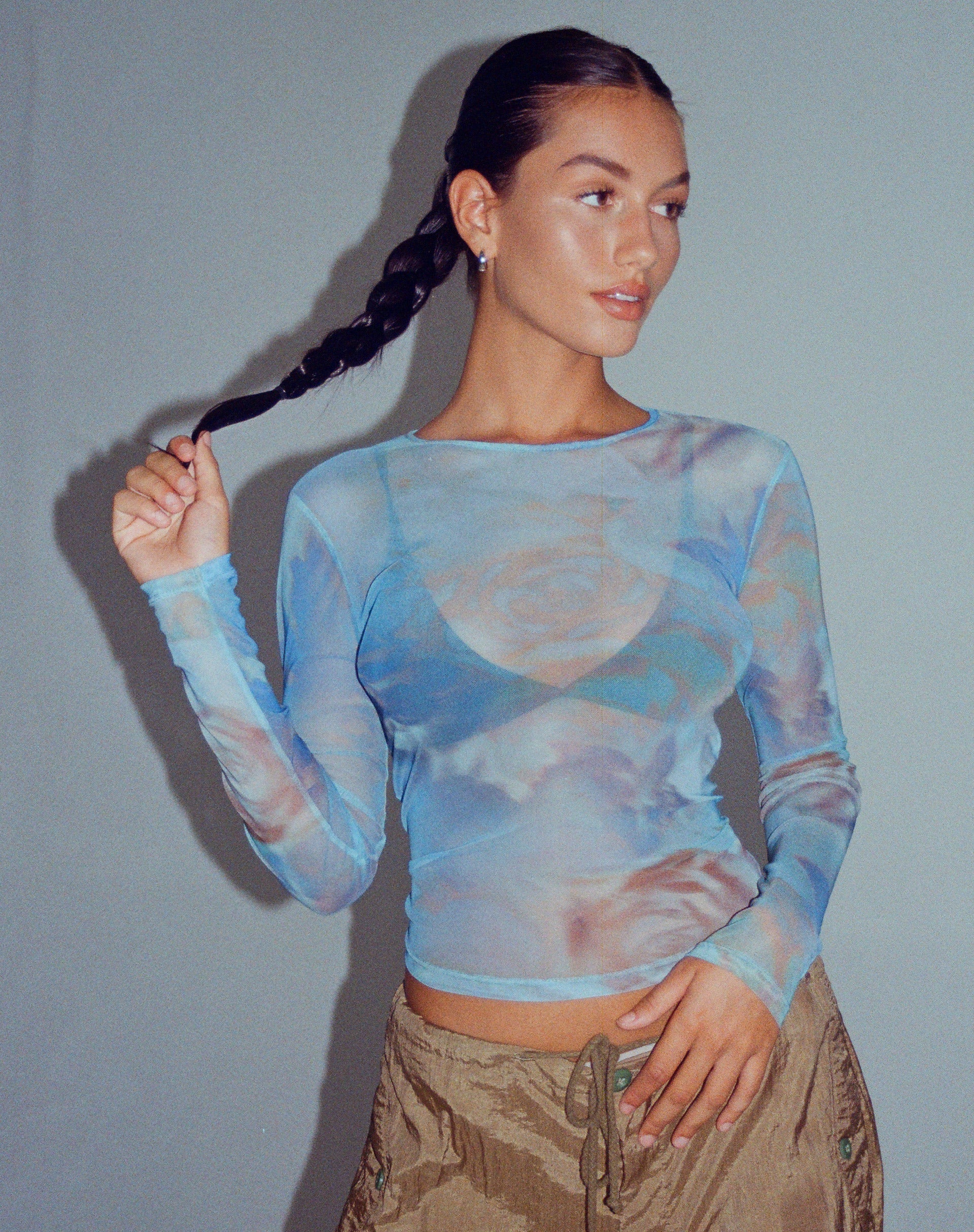 Elijah Crop Top in Digi Petal Blau