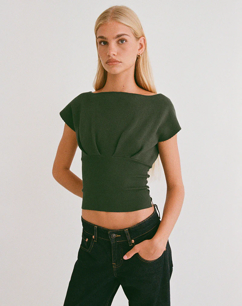Elin Top aus Strick in Khaki mit Perlmuttknöpfen - Image 5