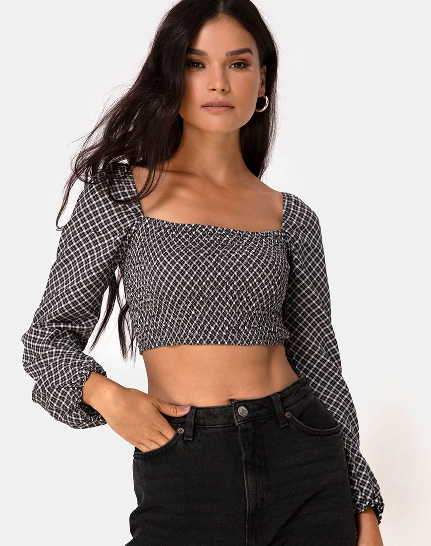 Elina Top in Check It Out Schwarz