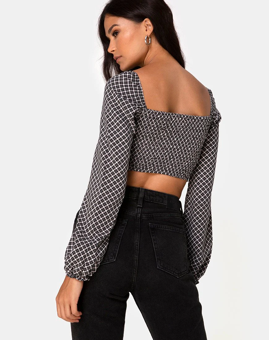 Elina Top in Check It Out Schwarz - Image 2