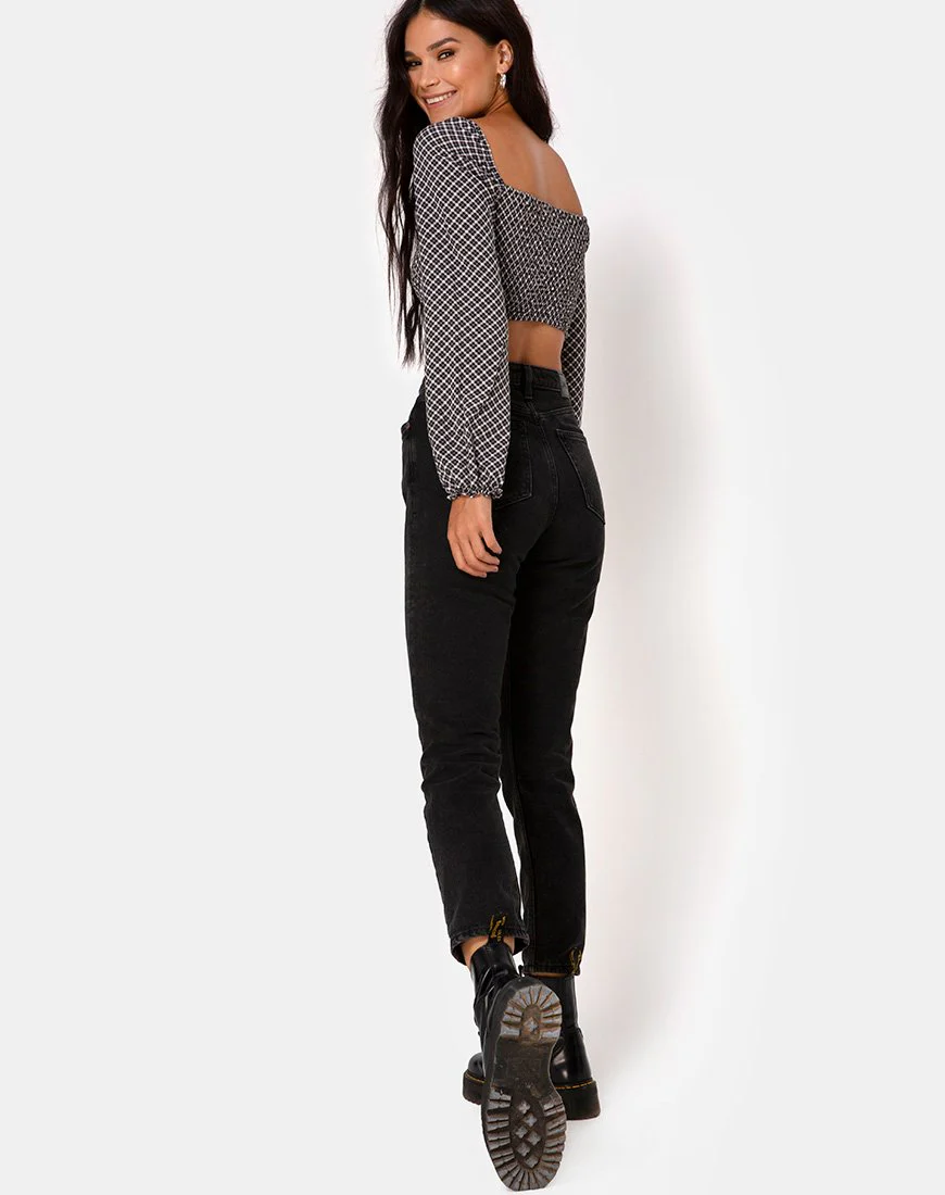 Elina Top in Check It Out Schwarz - Image 4