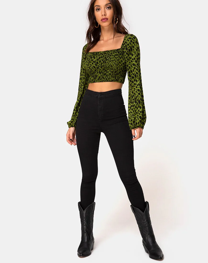 Elina Oberteil in Cheetah Khaki - Image 3