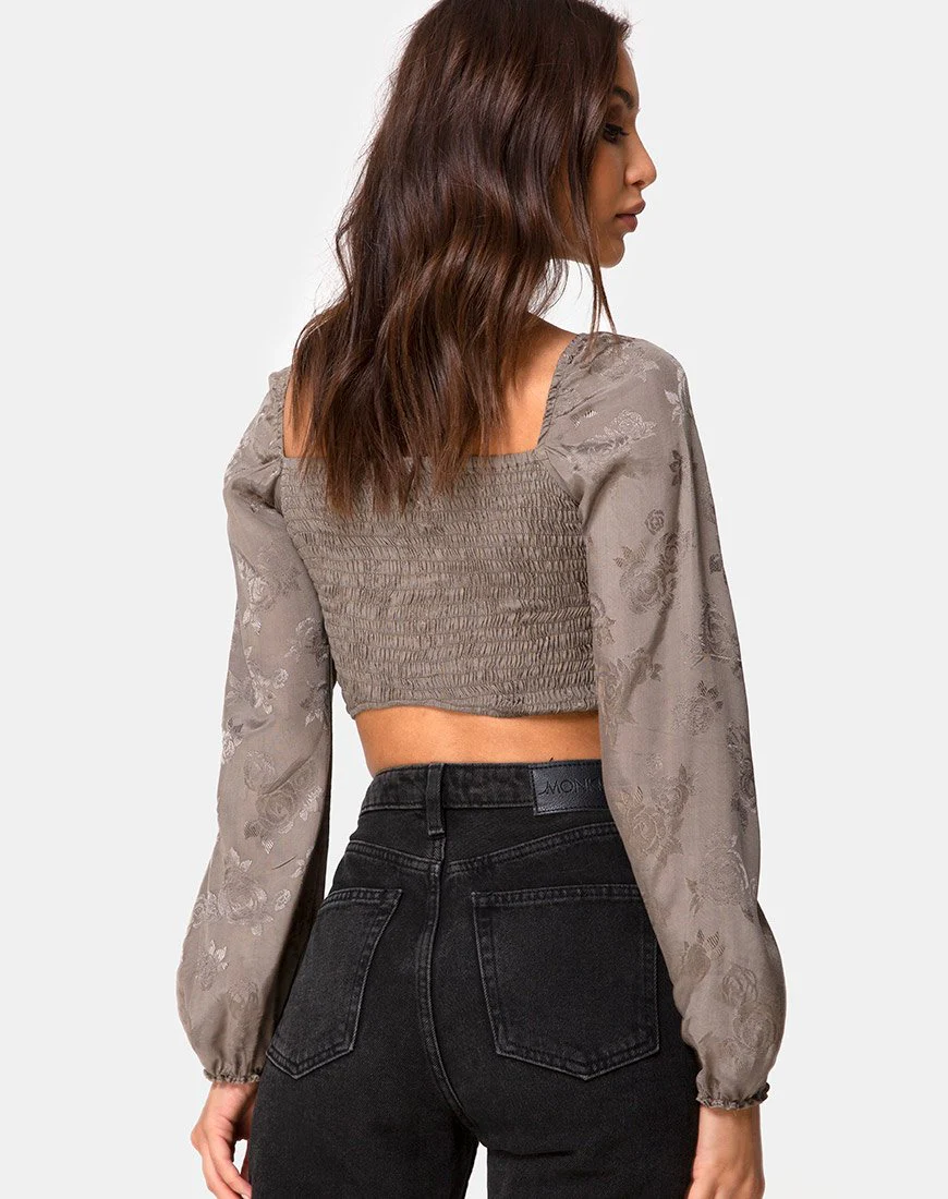 Elina Top aus Satin Rose Silber Grau - Image 2