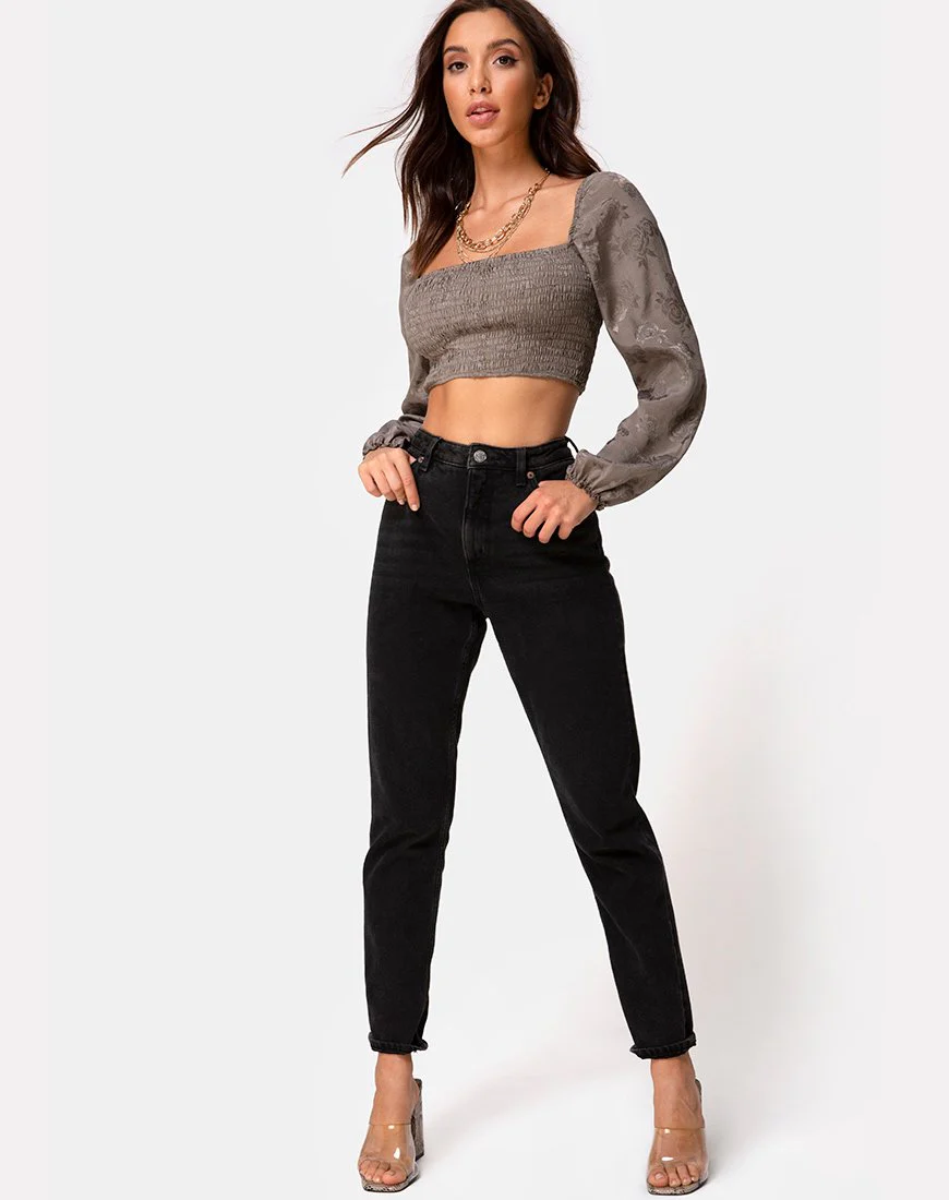 Elina Top aus Satin Rose Silber Grau - Image 3