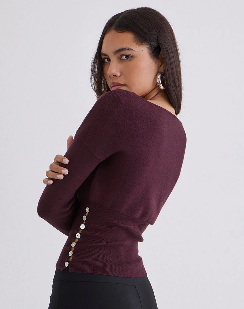Elira Top aus Strick in Pflaume