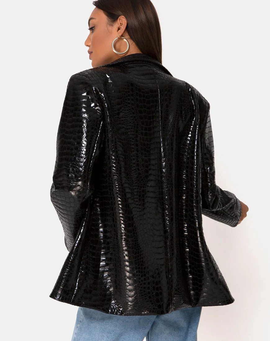 Elize Blazer aus Croc PU Schwarz - Image 2