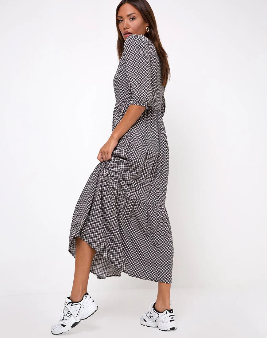 Ellery Maxikleid in Check it Out Schwarz - Image 3