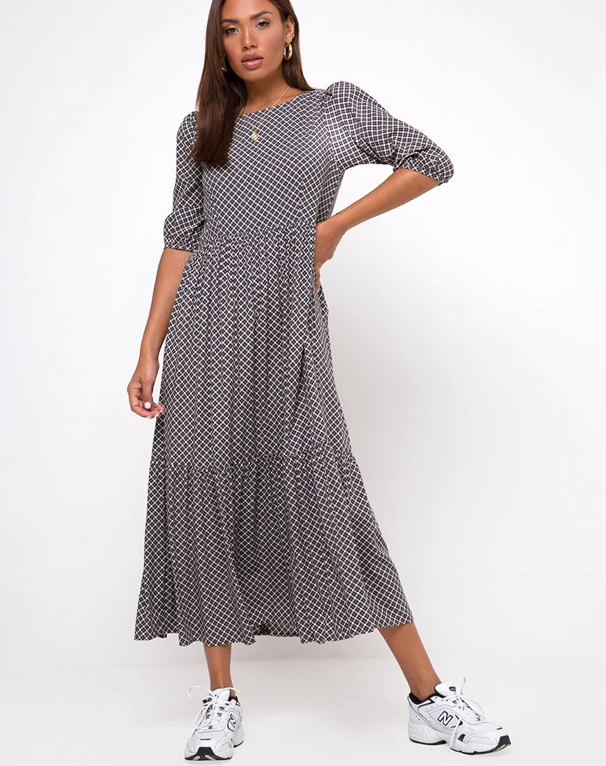 Ellery Maxikleid in Check it Out Schwarz - Image 4
