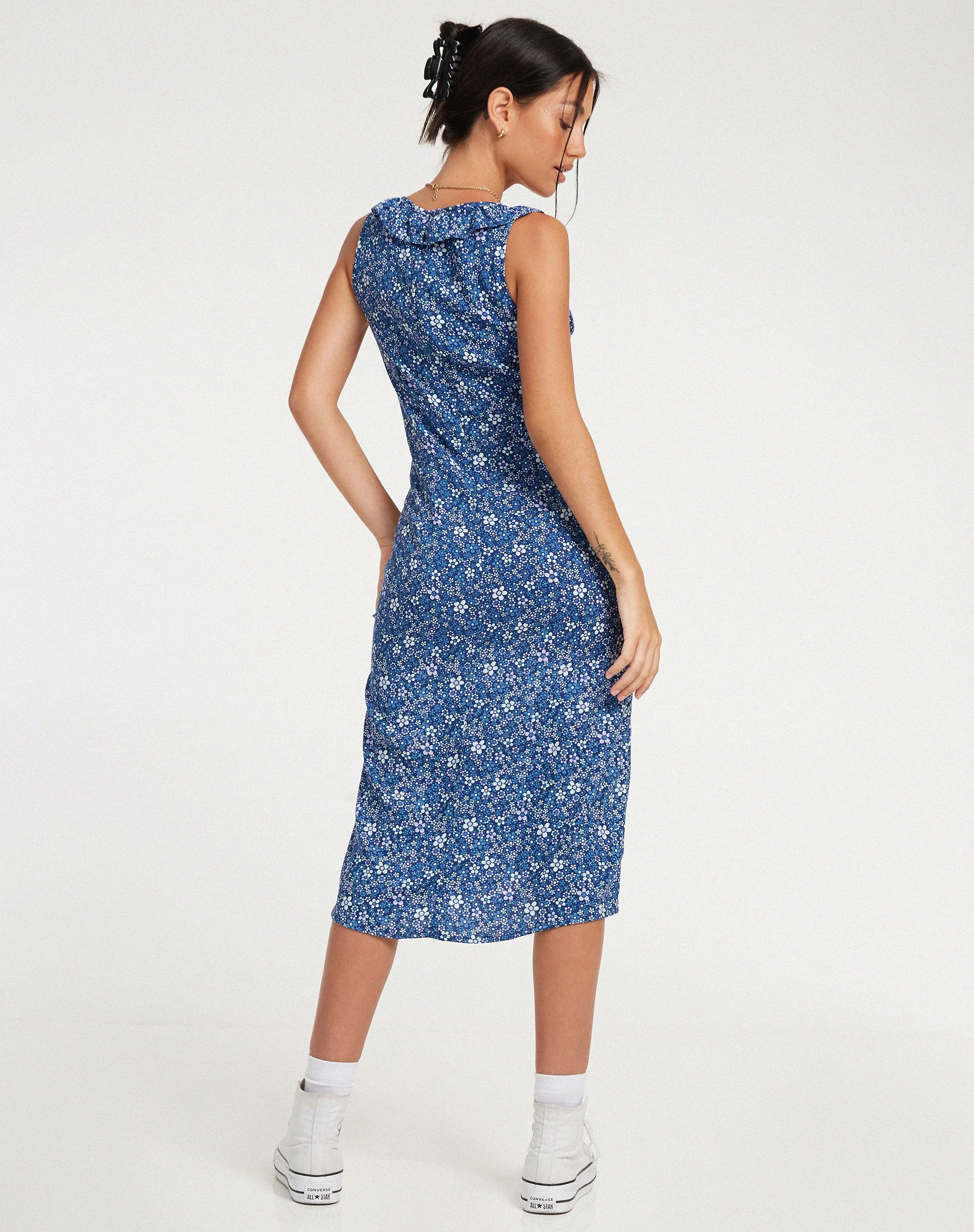 Elleta Midikleid in Retro Floral Blau - Image 2