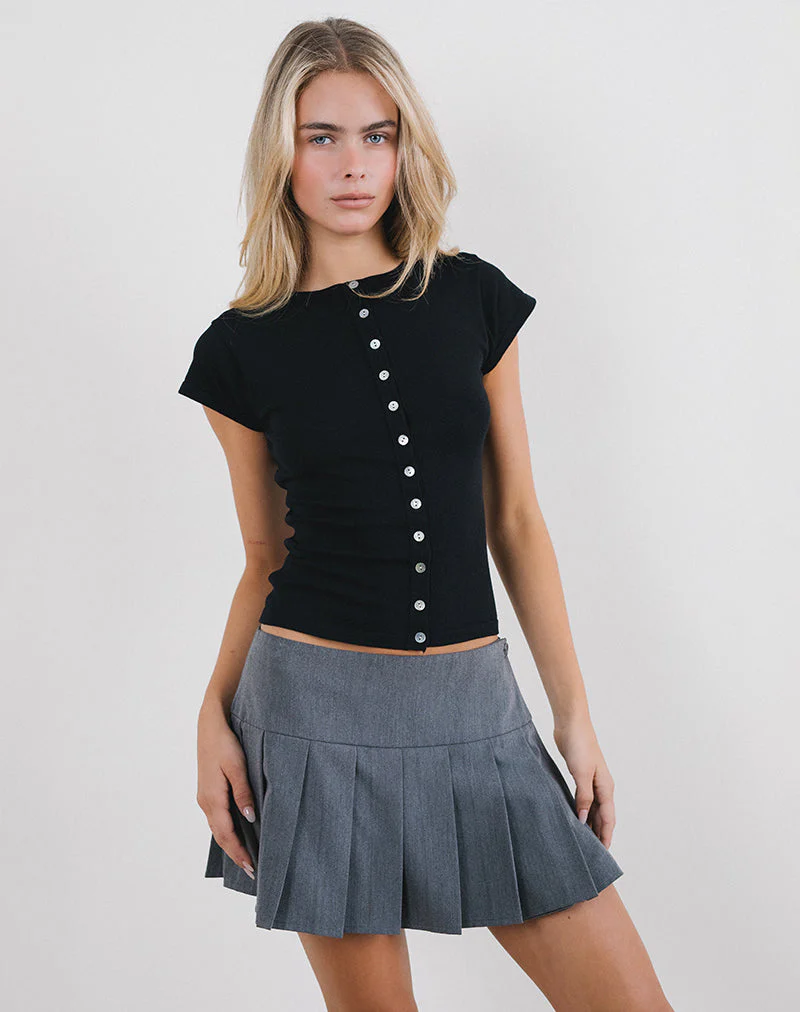 Elmira Top aus Flachstrick Schwarz - Image 3