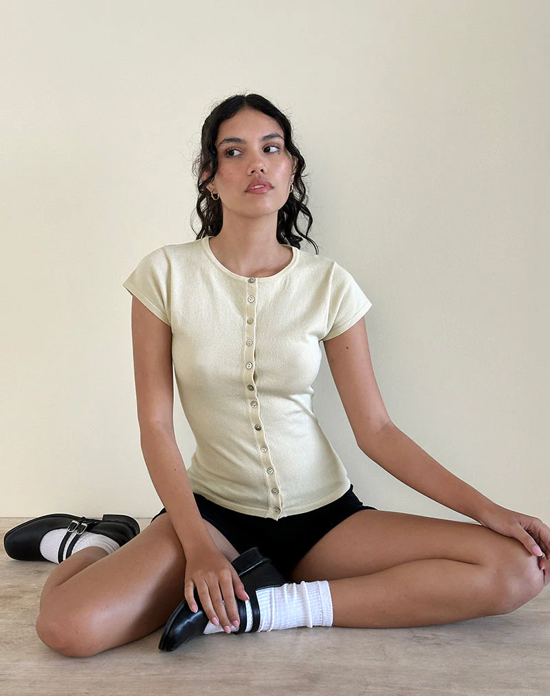 Elmira Top aus Flachstrick Creme