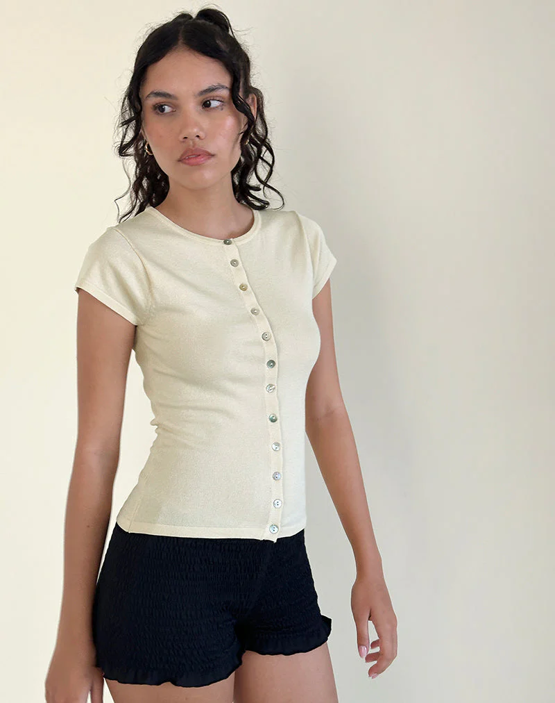 Elmira Top aus Flachstrick Creme - Image 4
