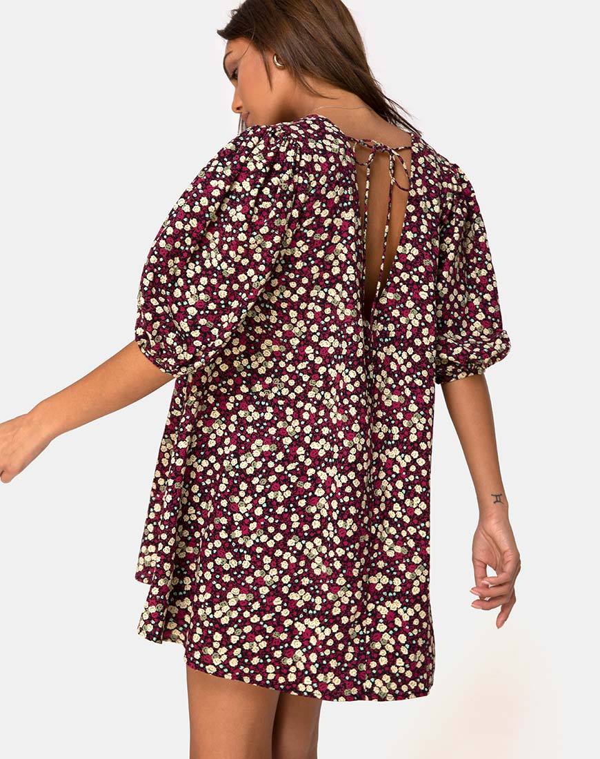 Elna Babydoll Kleid in Floral Field Plum - Image 2