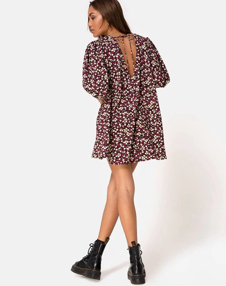 Elna Babydoll Kleid in Floral Field Plum - Image 4