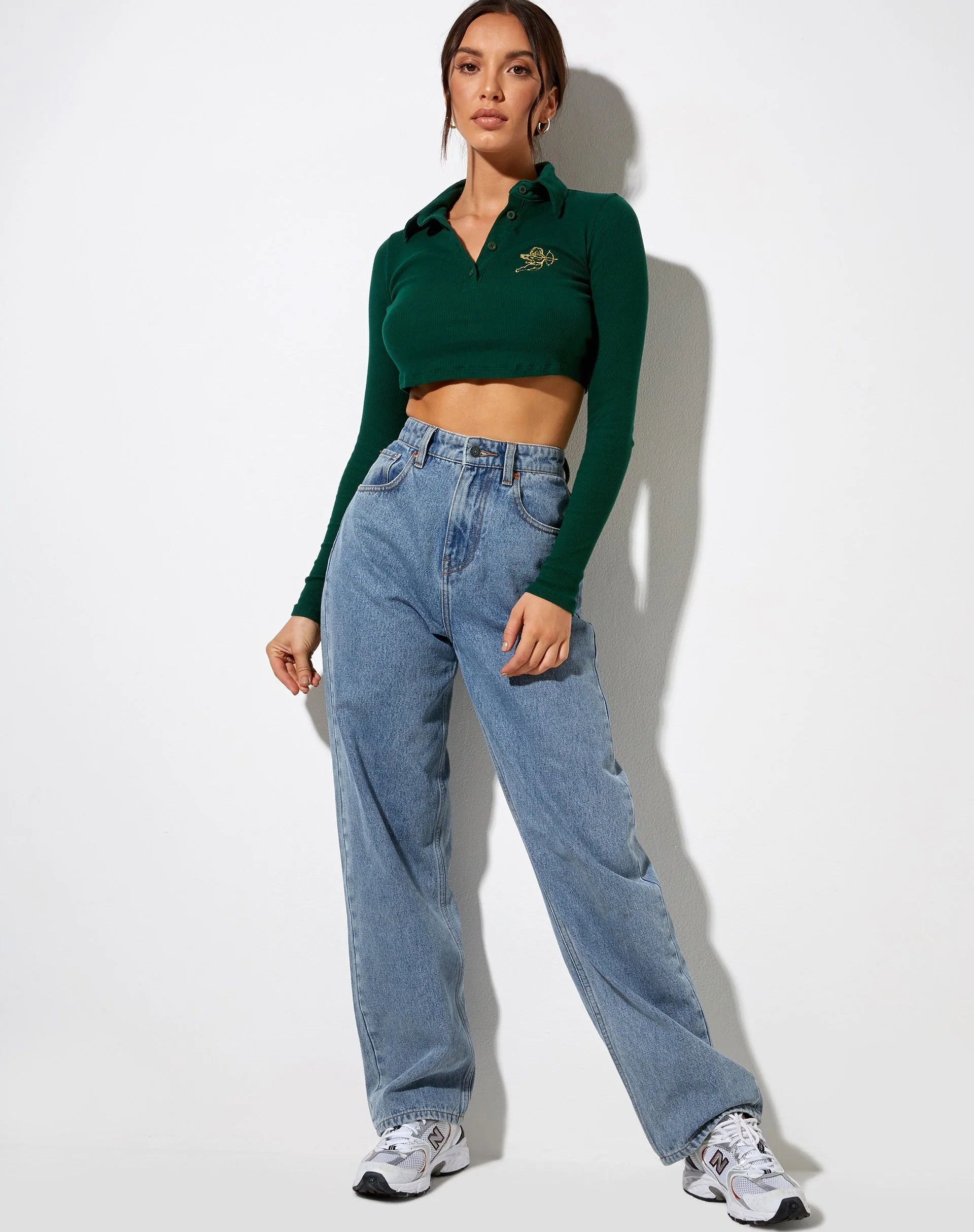 Elody Crop Top in Flaschengrün Amor Gold Embro - Image 4