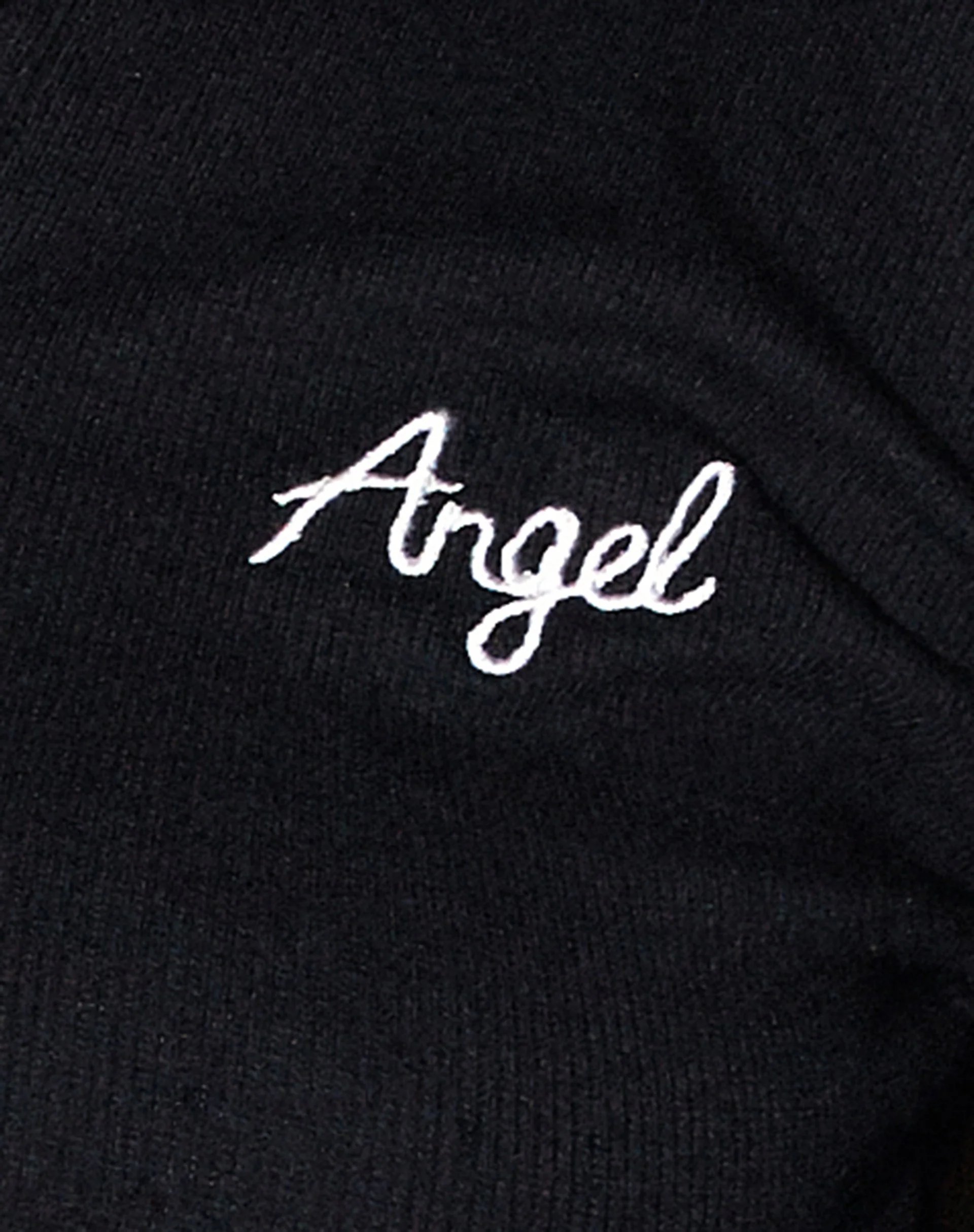 Elody Crop Top aus Rippe Schwarz 'Angel' Stickerei - Image 7