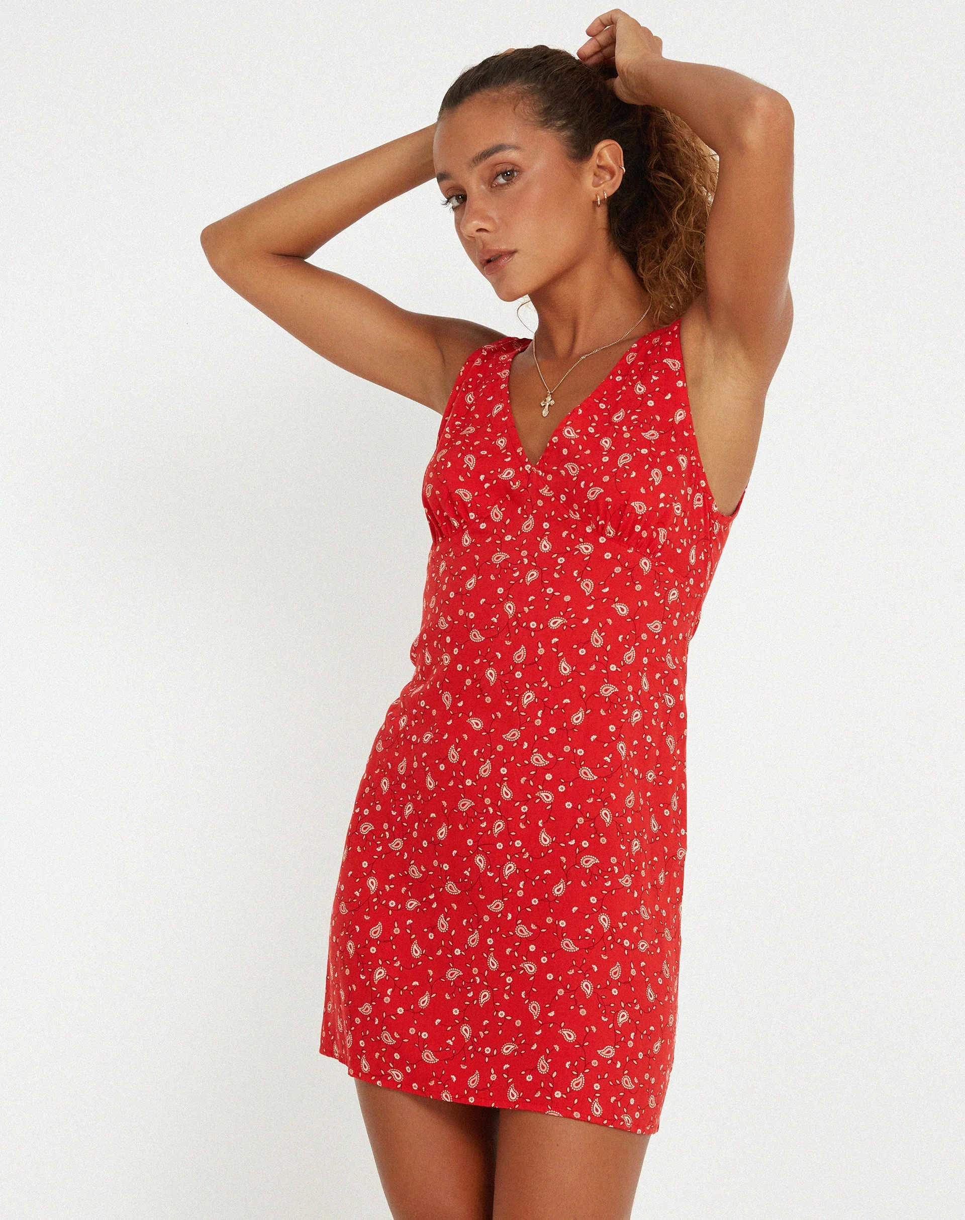 Eluned Tageskleid in Paisley Fun Rot - Image 6
