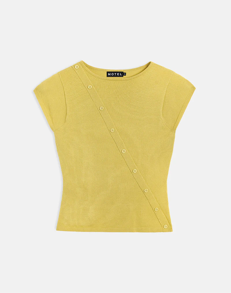 Elyra Asymmetrisches Top aus goldgrünem Strick - Image 3
