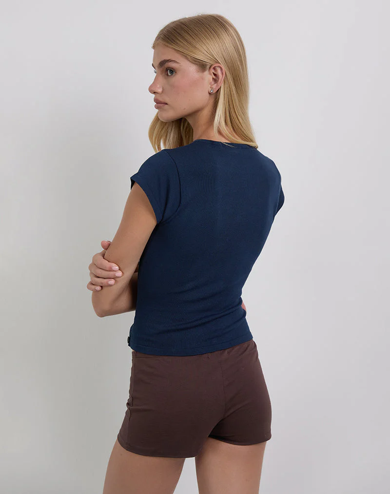 Elyra Asymmetrisches Oberteil aus Strick in Navy - Image 5