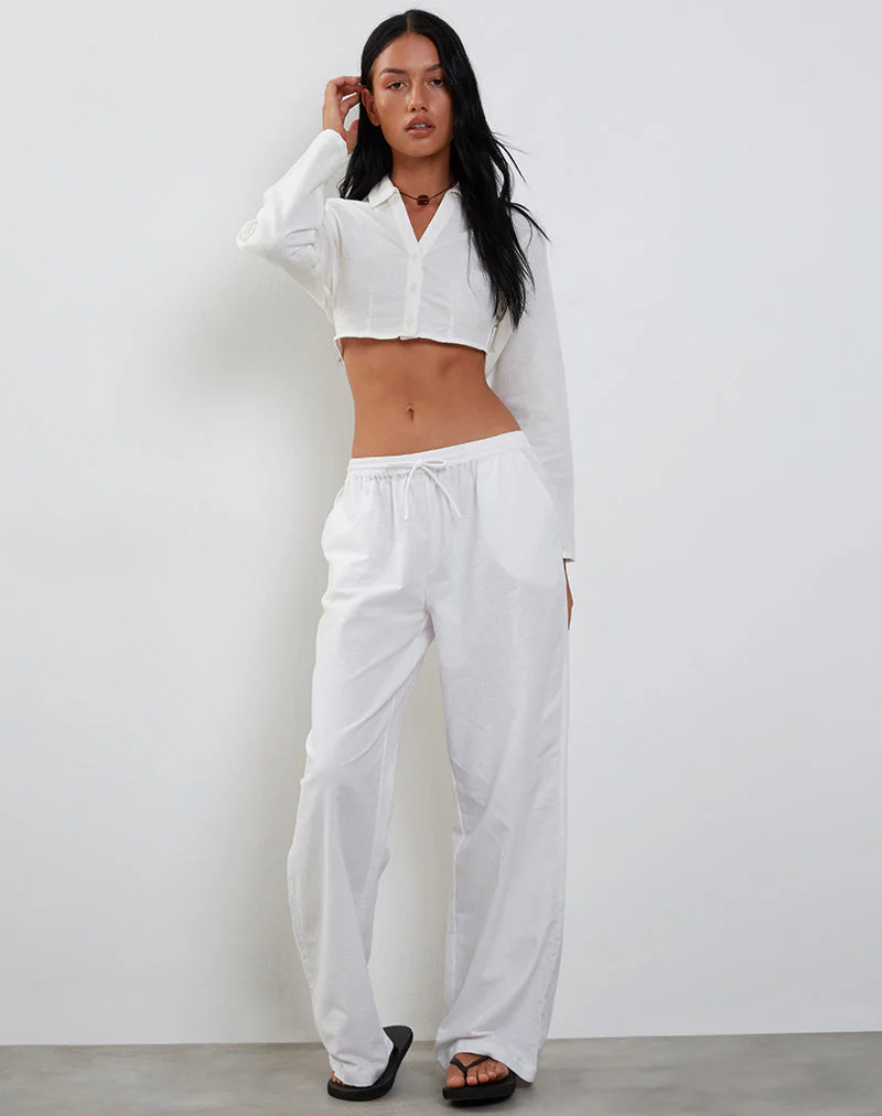 Elyse Cropped Hemd in Off White - Image 4