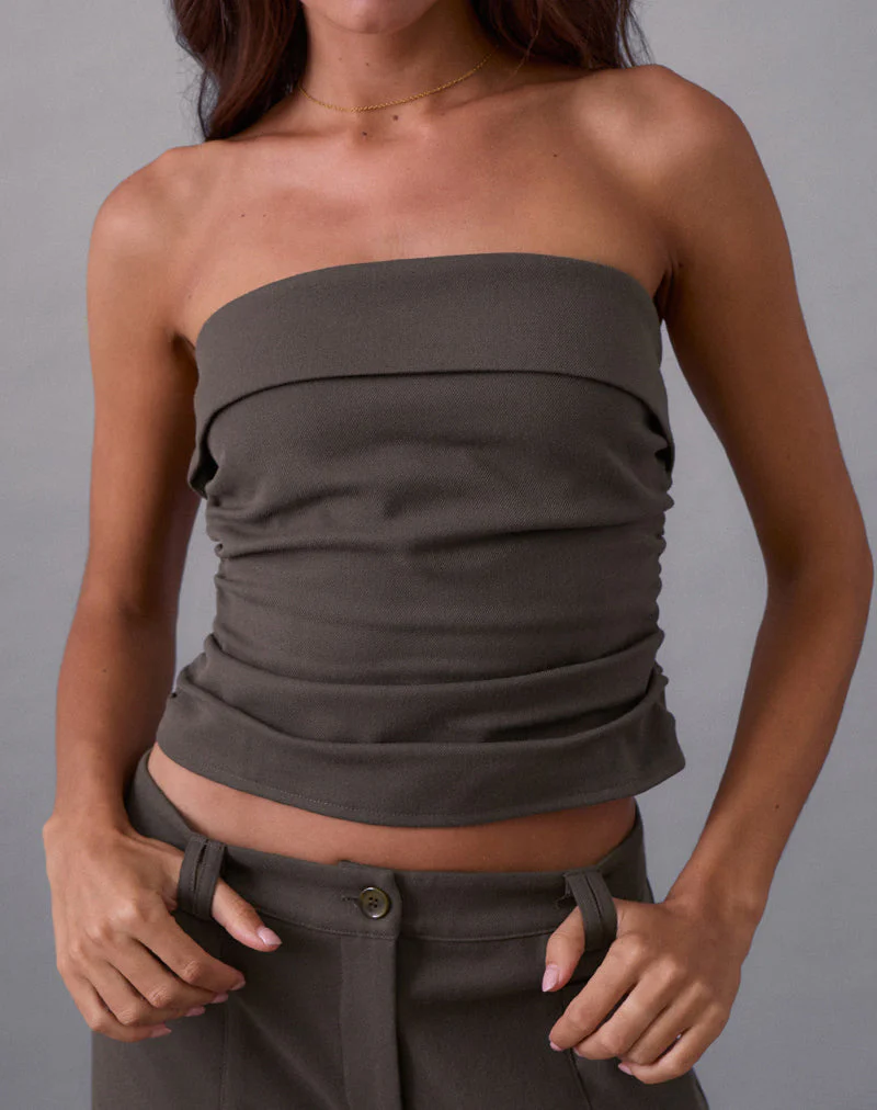 Elzi Korsett-Top in Tailoring Dunkel-Olive