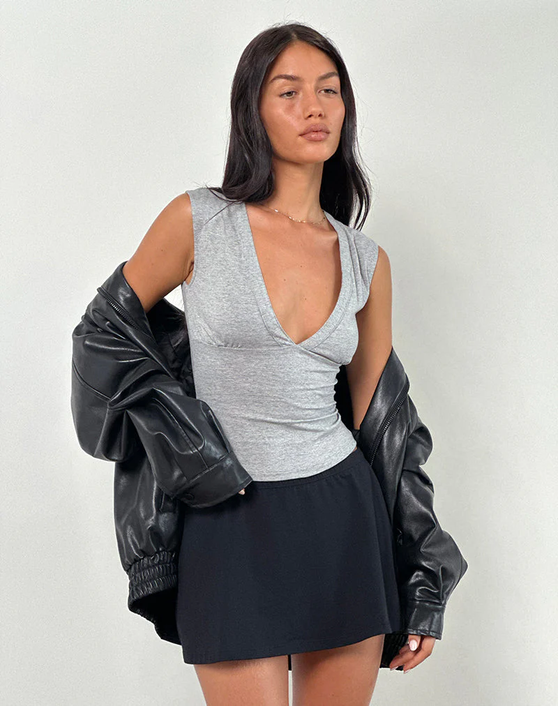 Emberly Taucher-Top in Grau meliert - Image 4