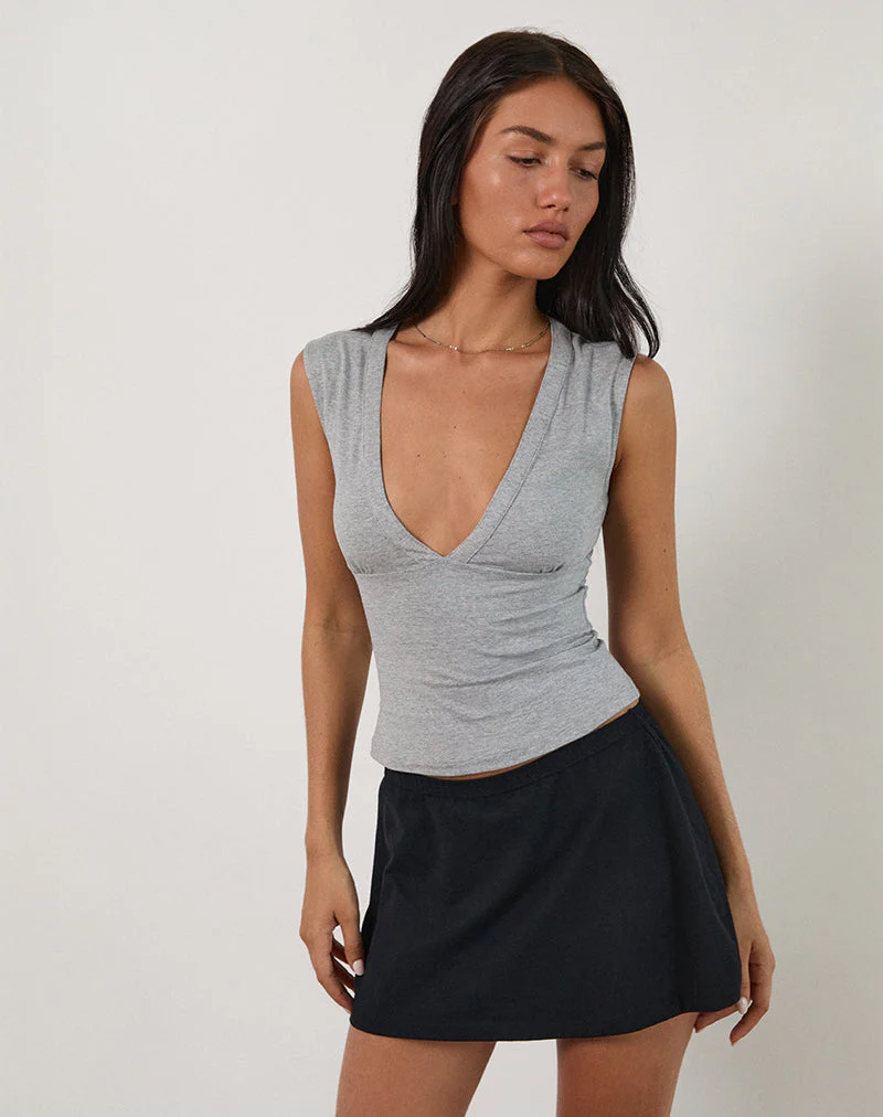 Emberly Taucher-Top in Grau meliert - Image 5