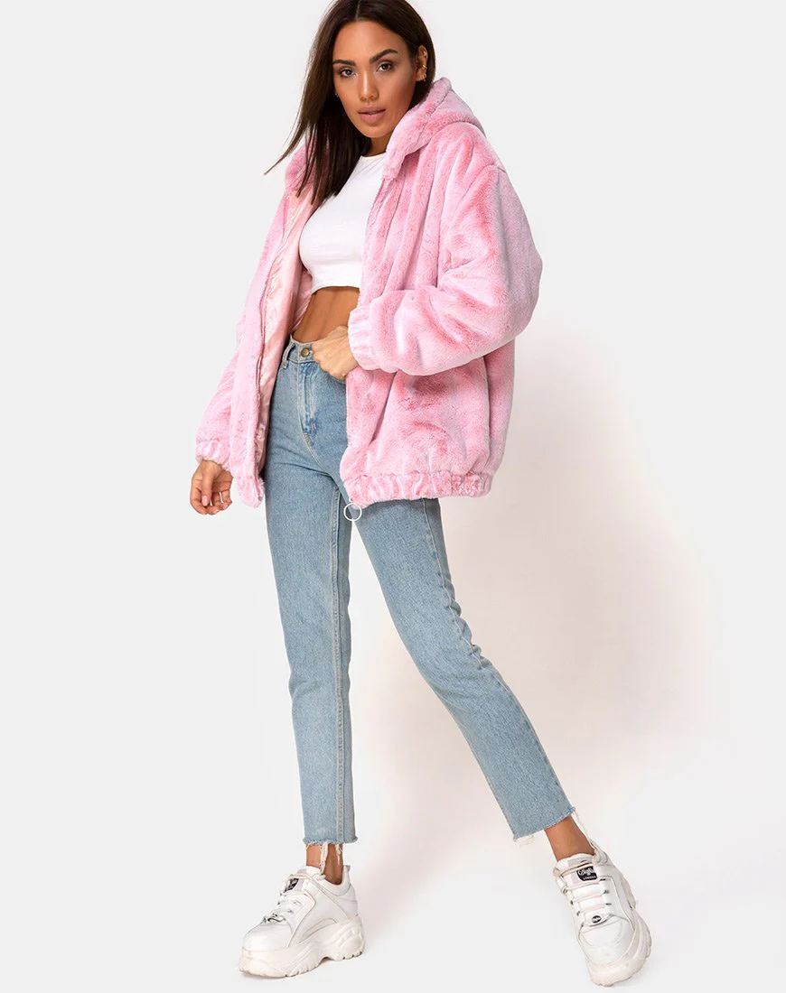 Emerson Jacke aus Kunstpelz Rosa - Image 6