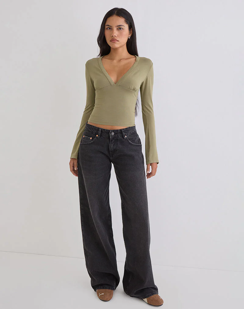 Emesy Langarm-Oberteil in Khaki - Image 3