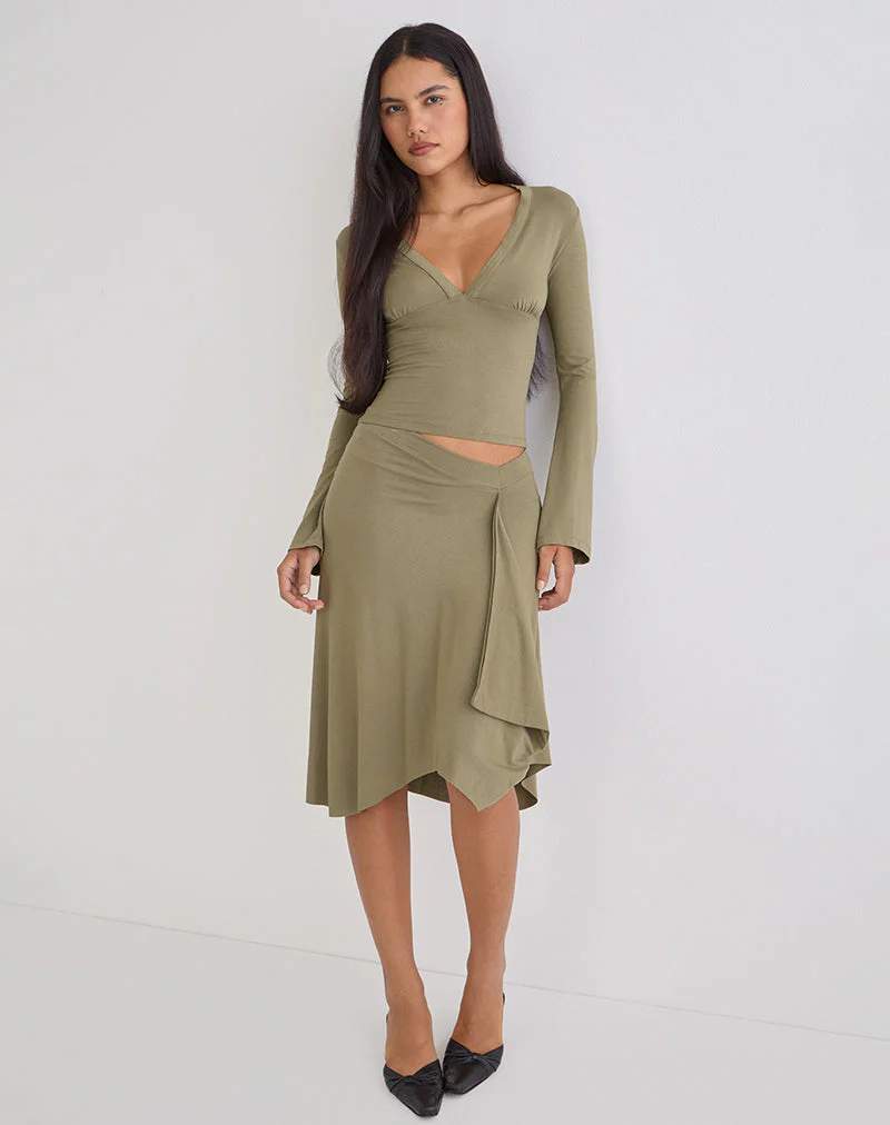 Emesy Langarm-Oberteil in Khaki - Image 5