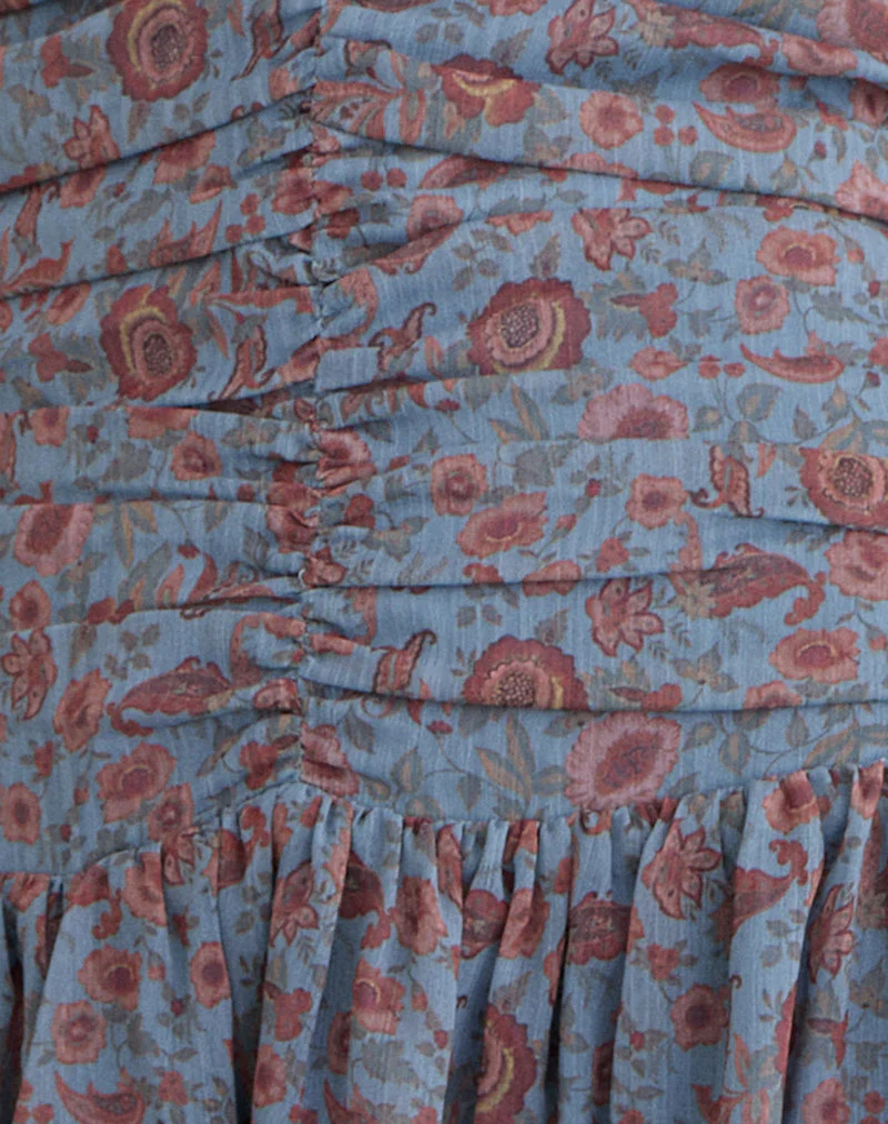 Emika Mini Dress in Shadow Blossom Blue Chiffon - Image 6