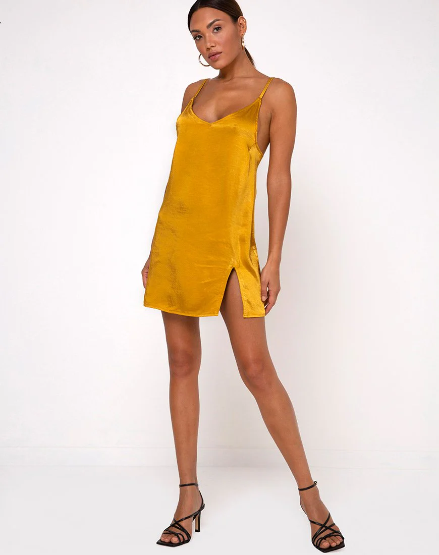 Emilia Slip-Kleid aus Satin in Kurkuma - Image 3