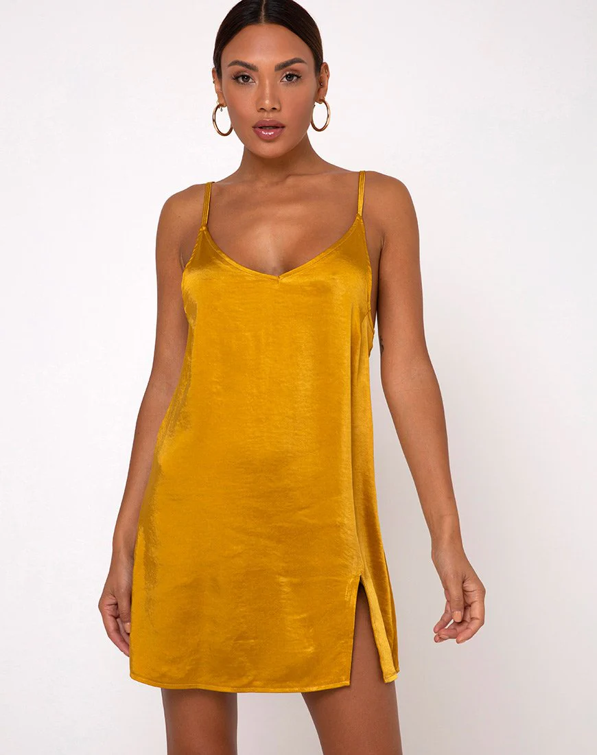 Emilia Slip-Kleid aus Satin in Kurkuma - Image 5