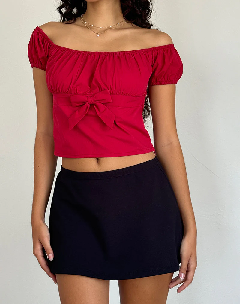 Endah Bardot Top aus Popeline Adrenalin Rot - Image 2