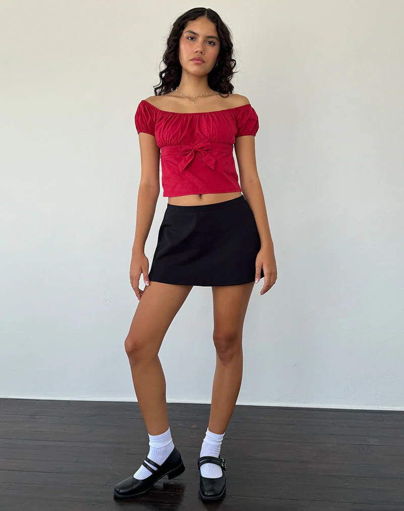 Endah Bardot Top aus Popeline Adrenalin Rot - Image 4