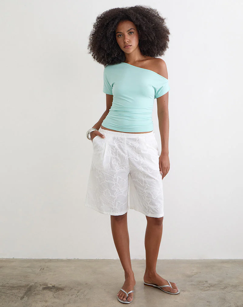 Ennea Longline Short in Broderie White - Image 4