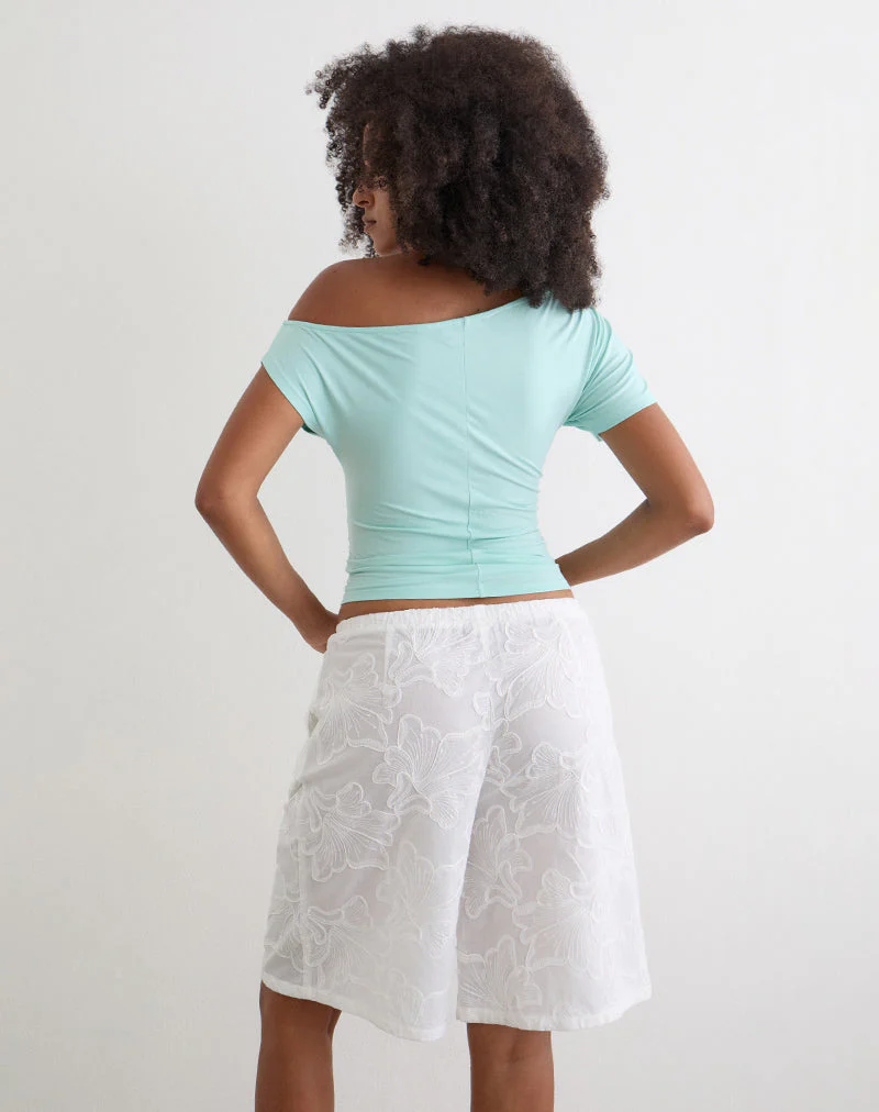 Ennea Longline Short in Broderie White - Image 5