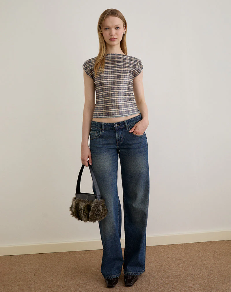 Erica Top aus Pailletten Vintage Check Braun - Image 3