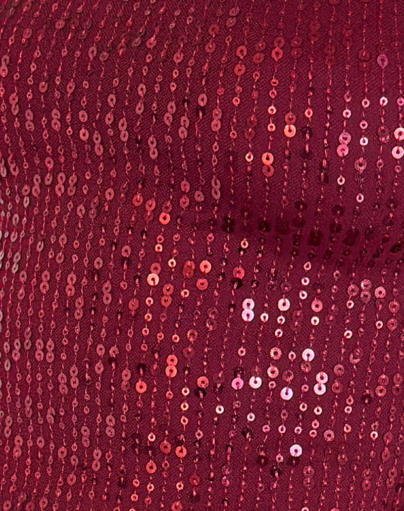 Erika Low Back Top aus hauchzartem Paillettenstoff Rot - Image 6