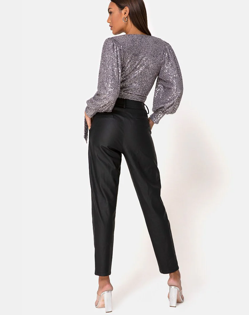 Erina Langarm-Top aus Drapennetz Silber - Image 4