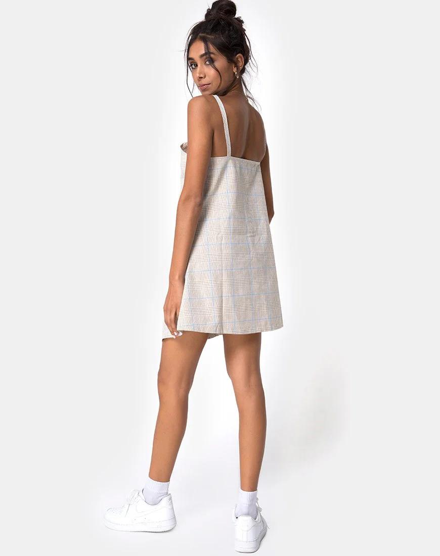 Esana Slip Dress in Tonal Plaid Almond - Image 6