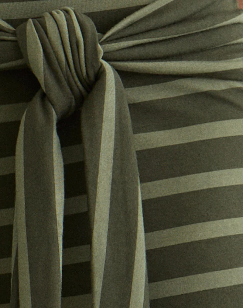 Esata Wrap Trouser in Wide Stripe Green - Image 5
